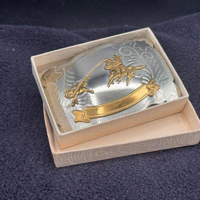 Silver And Nickle Rodeo Belt Buckle
