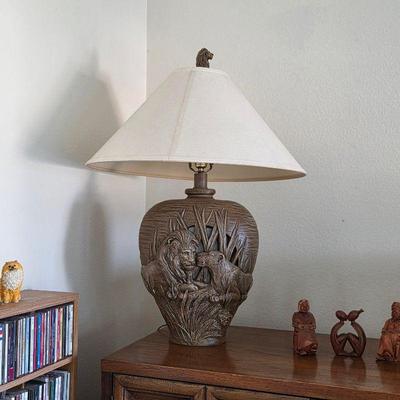 Hollywood Regency sculptural lion lamp