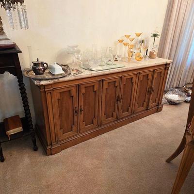 Vintage Thomasville marble top sideboard buffet