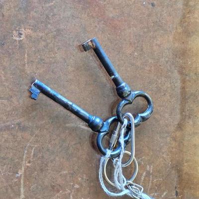 Original skeleton keys for Antique French Provincial leather top writing desk