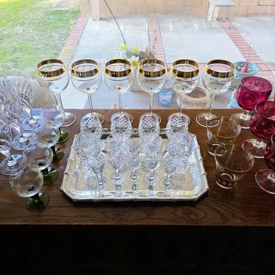 Waterford crystal glasses and vintage glasses