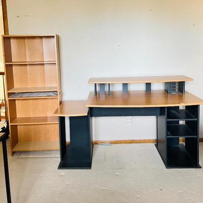 Desk and two book shelves 