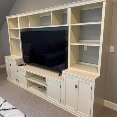 6-Piece Entertainment Center – Creamy Yellow Modular Wall Unit	