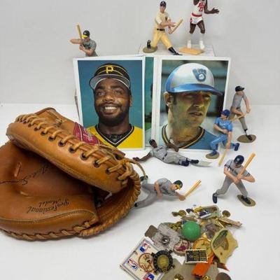 Vintage Sports Collectibles – Baseball Figures, Glove, Pins, & More	
