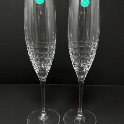 Set of 2 Tiffany & Co. Plaid Champagne Flute - Italy	