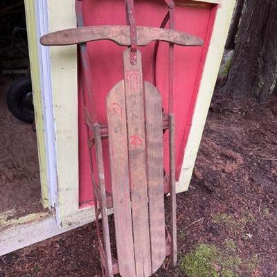Wooden Sled w/ Metal Runners	