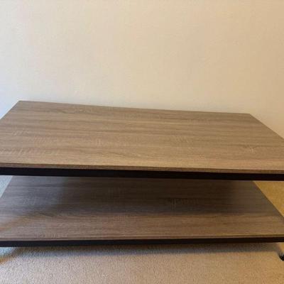 Rustic Industrial Coffee Table w/ Wood Finish & Metal Frame	