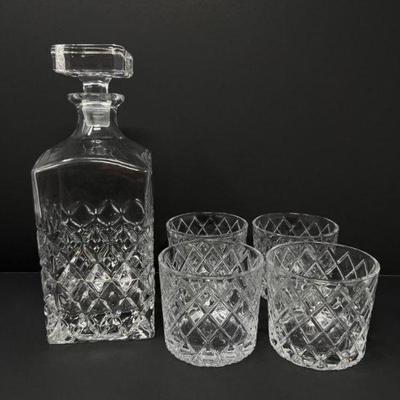Classic European Style Decanter Set + 4 Matching Glasses	