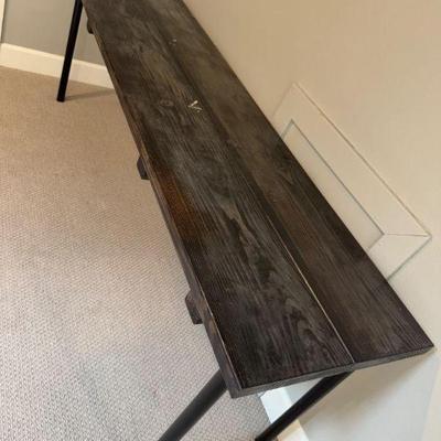 Extra-Long Narrow Console Table w/ Black Metal Legs	