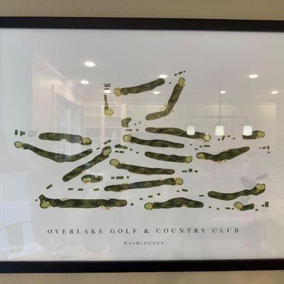 Framed Overlake Golf & Country Club Course Map Art – Washington	