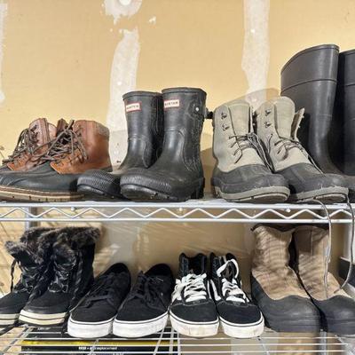 Mixed Lot of Boots & Shoes: Hunter, Vans, Columbia, & More	