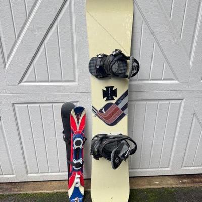 Vintage Burton Feelgood ES Snowboard & K2 Big Air Snow Blades	