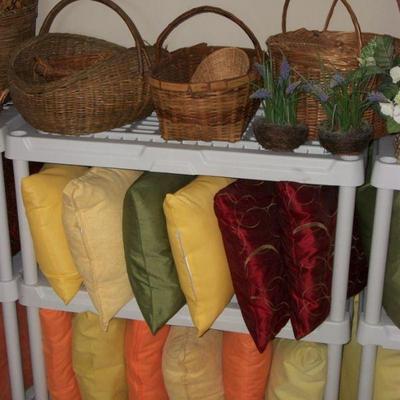 Pillows and Woven Baskets