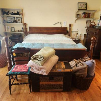 King Sleigh Bed - Custom Made Black Walnut (N. East Coast), w/ SC 41 Mattress