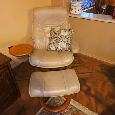 Leather Chair with Ottoman