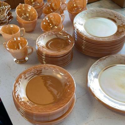Fire King Peach Luster Laurel leaf Set