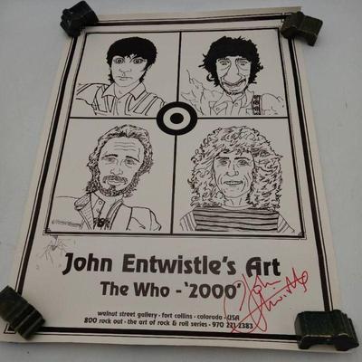 Signed The Who John Entwistle's Art Poster 