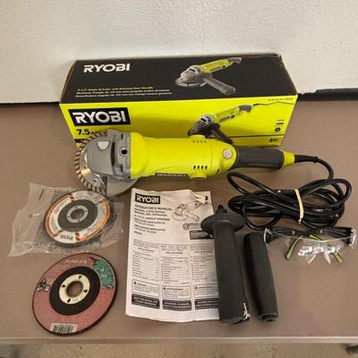 Lot #201 - RYOBI (AG454) 7.5 Amp 4-1/2 Inch Angle Grinder with Additional Ryobi & Diablo Wheels