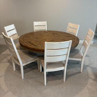 Lot #135 - Ashley Furniture Round Dining Table with 6 Chairs
