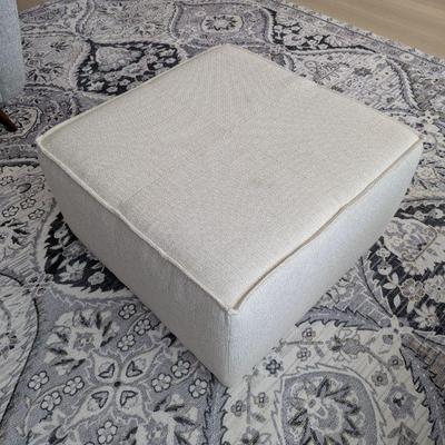 Lot #4 - Square Upholstered Ottoman - Beige Fabric