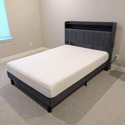 Lot #151 - Modern Queen Size Bed Frame with Storage and Mattress
