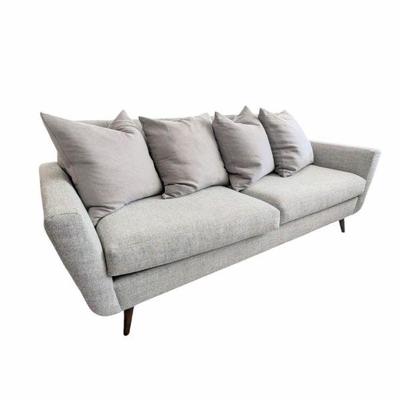 Lot #1 - LIKE NEW Custom Made Modern Gray Sofa with Pillows