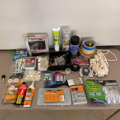 Lot #183 - Home Improvement Supplies Lot - Mold Armor, Flex Seal, Windshield Repair Kit, Hardware, and More.