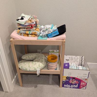 Lot #82 - Baby Care Essentials Lot - Diapers, Changing Pad, Blink Home Security Cameras & More.