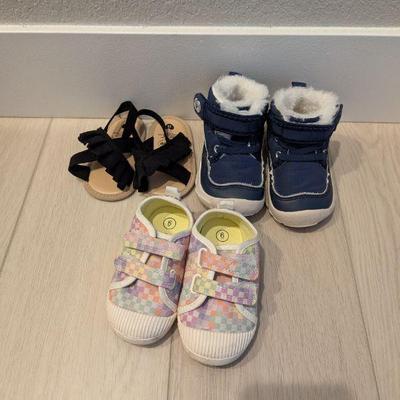 Lot #89 - Baby/Toddler Shoes 13, 5.5 & 6 Children's Shoe Lot - 3 Pairs: Sandals, Winter Boots, and Casual Sneakers.