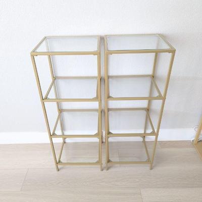 Lot #7 - VASAGLE 4-Tier Modern Glass & Gold Bookshelf Bookcase