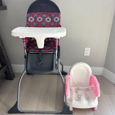 Lot #23 - Cosco Folding High Chair and Booster Seat Set -