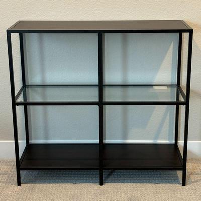 Lot #116 - IKEA Black Console Table with Glass Shelves