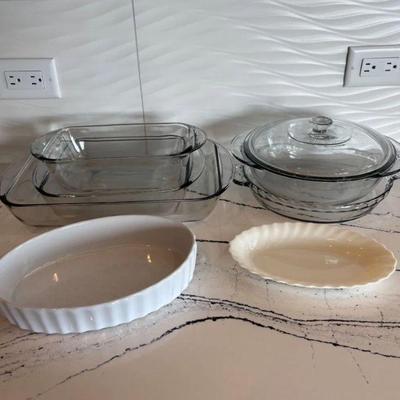Lot #19 - Baking Dish and Casserole Set - Variety of Glass and Ceramic Pans- Arcopal, Anchor Hocking, and more