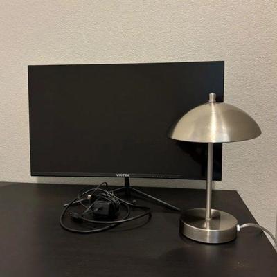Lot #49 - Viotek 32-Inch Curved Monitor & Modern Table Lamp.
