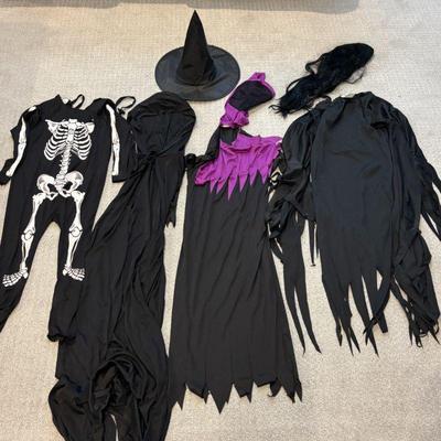 Lot #145 - Halloween Costume Lot - Skeleton, Witch, & Monster Costumes. Child -Large