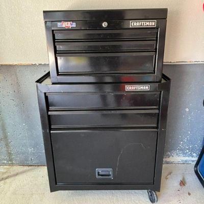 Lot #181 - Craftsman 26-Inch Wide 5-Drawer Tool Chest & Cabinet Lot - Tools Included