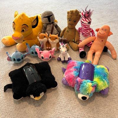 Lot #132 - Plush Toy Lot - Includes Disney Characters, Pillow Pets Dream Lites and More