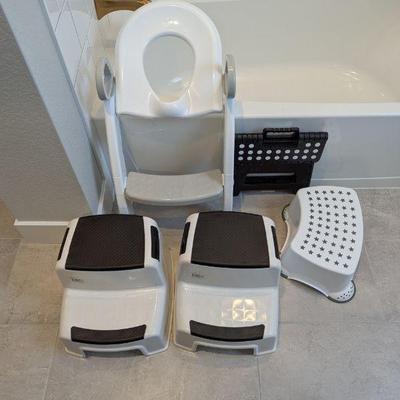 Lot #102 - Child Safety Bathing Accessories Lot - Step Stools and Toddler Seat.