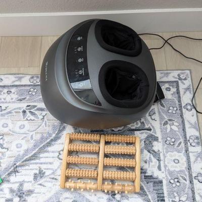 Lot #10 - Riducna Foot Massager and Wooden Foot Roller Set.