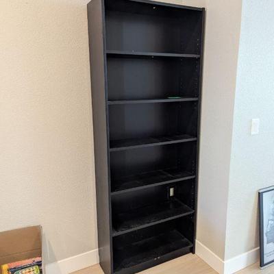 Lot #76 - Black Bookshelf with 5 Adjustable Shelves