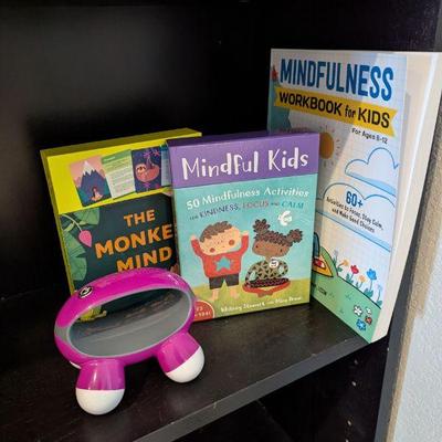 Lot #79 - Kids Mindfulness Book Lot with HoMedics Quatro Mini Handheld Massager