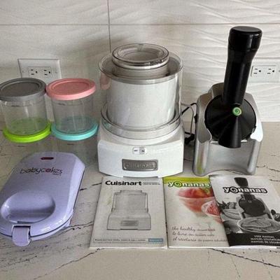 Lot #32 - Dessert Appliances Lot - Cuisinart Ice Cream Maker, Yonanas Dessert Maker and Babycake's Mini Iron.