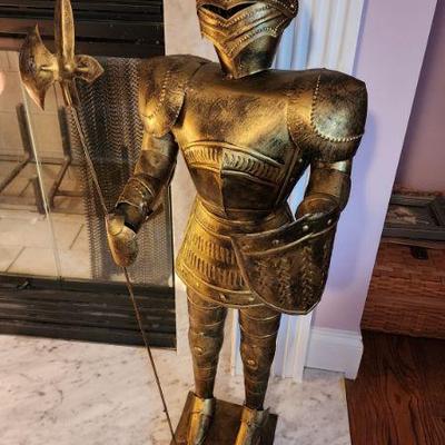 Tin Metal Suit of Armor Medieval Knight Statute Large 39" Tall