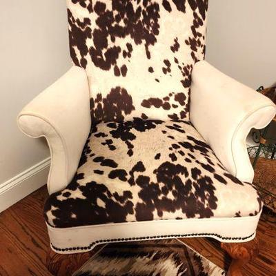 Cowhide Farmhouse Wingback chair
