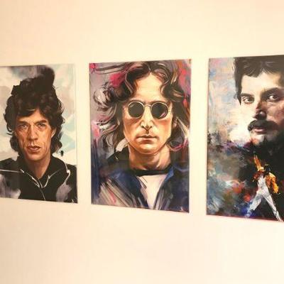 Jim Morrison Art, Mick Jagger Art, John Lennon Art, Freddie Mercury Bohemian Rhapsody Art