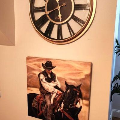 Cowboy painting Western landscape painting Cowboy wall art Scenic artwork Western decor Cowboy and horse painting