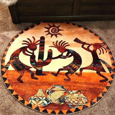 Round Kokopelli Myth Native American Area Rug