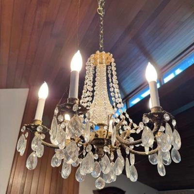 Vintage Hardwired Crystal Chandelier	