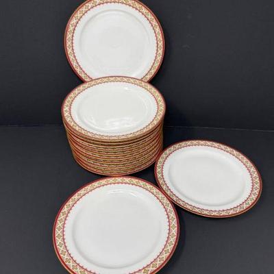 Haviland Limoges France – Raphael Weill & Co. Red & Gold Trim Plates	