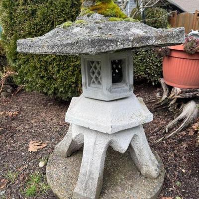 Japanese Stone Lantern – Tōrō Pagoda Garden Ornament w/ Moss Patina	